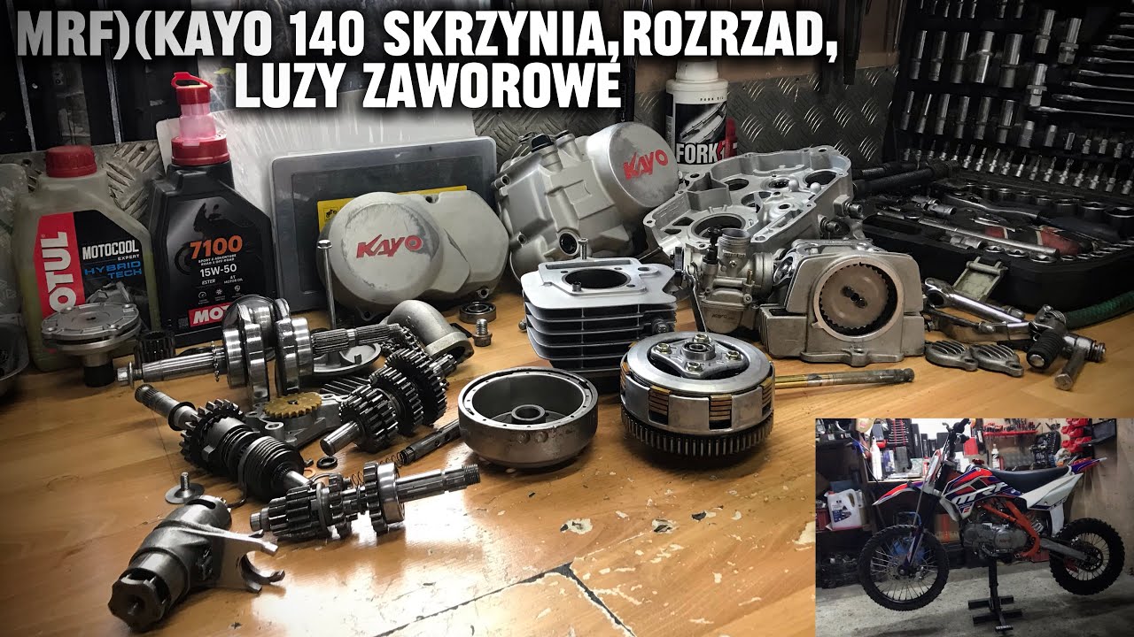 MRF / KAYO 140-Uszkodzona skrzynia, składnie silnika + rozrząd, luzy zaworowe