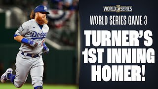 Justin Turner goes deep in 1st to put Dodgers up in World Series Game 3!