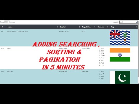 Searching, Sorting and Pagination in HTML Table