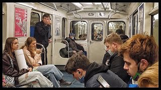 Russia St Petersburg Subway Ride, Metro Stations LIVE