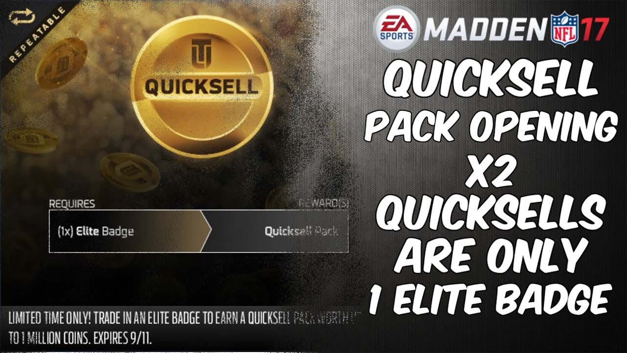 QUICKSELL PACK OPENING x2! ONLY COST 1 ELITE BADGE NOW! | Madden 17 Ultimate Team | MUT 17