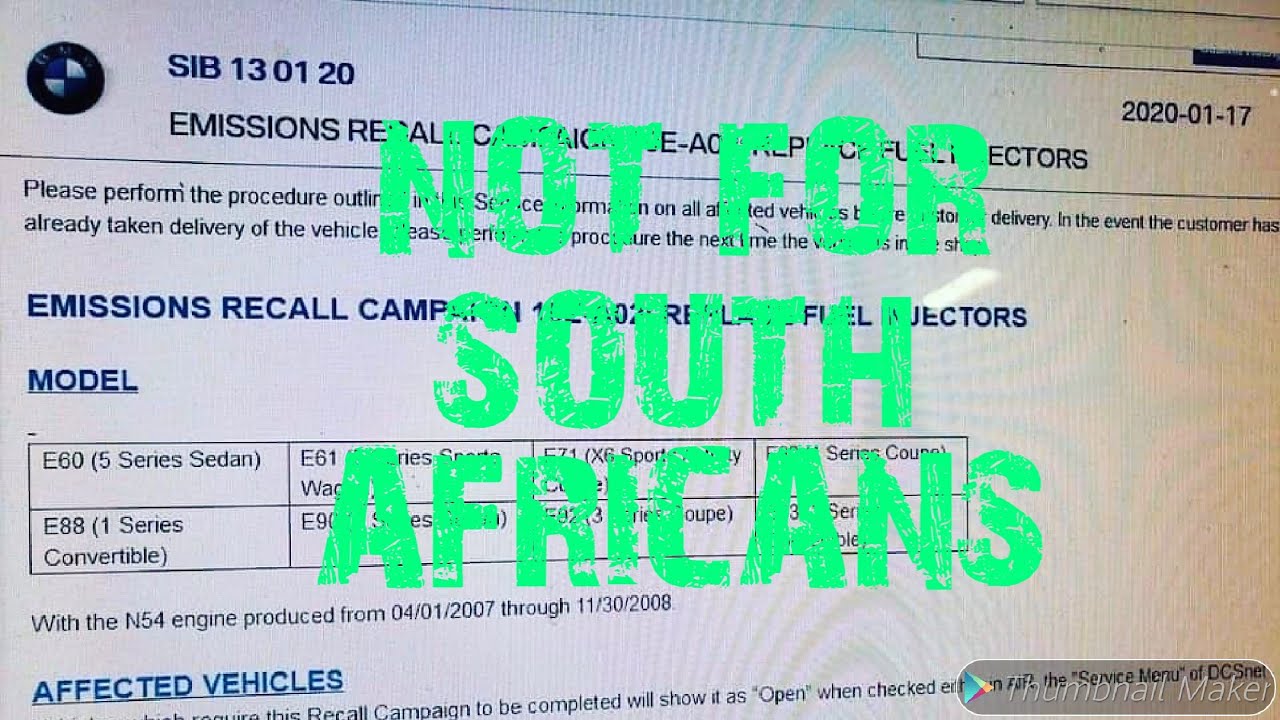 BMW Injector recall 2020 YouTube