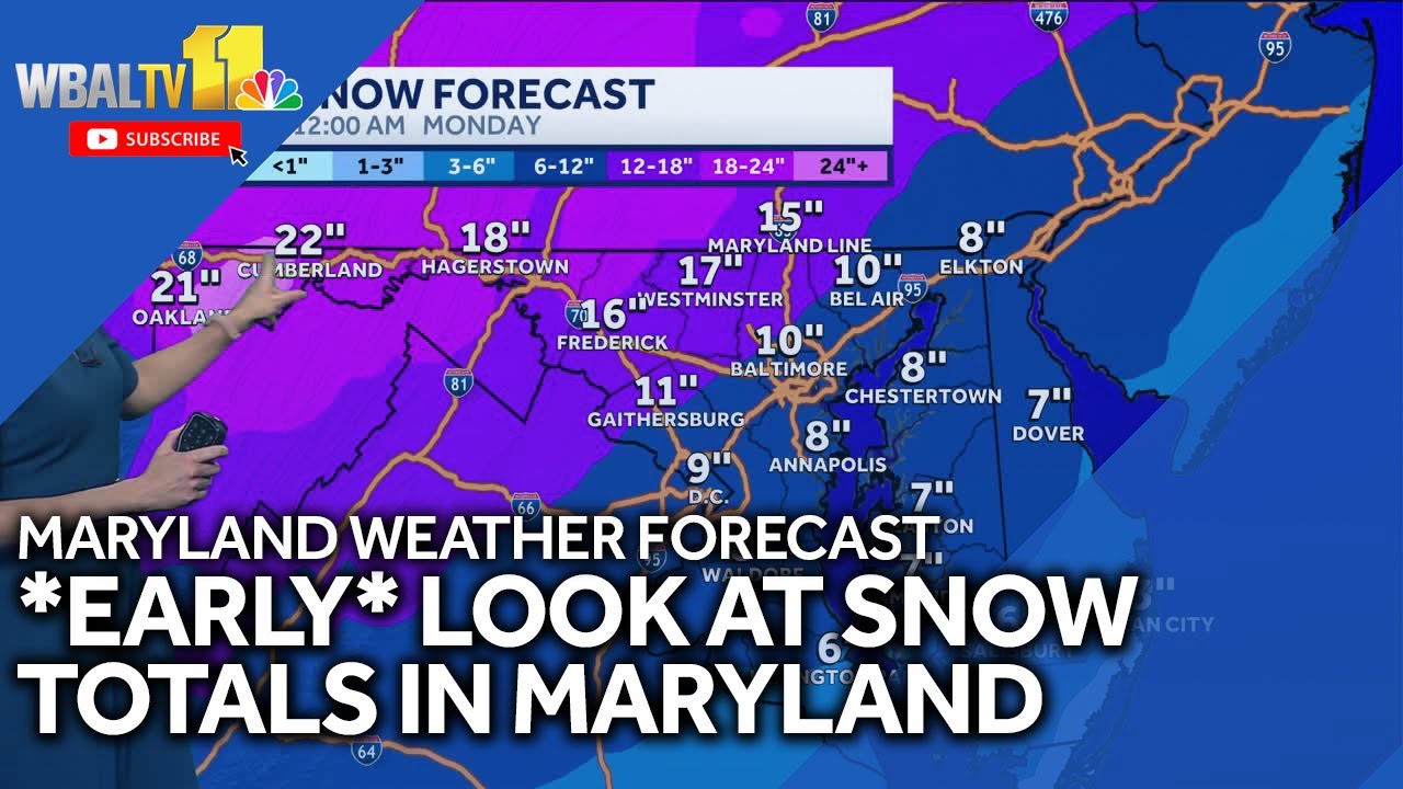 EARLY LOOK: Sunday's snow totals forecast for Baltimore