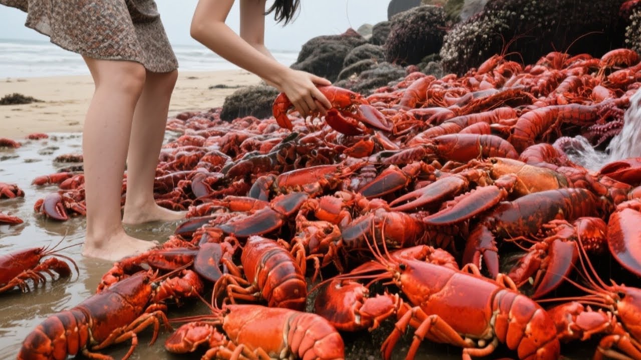 Xiao Zhang Found A Big Lobster As Soon As He Arrived At The Beach