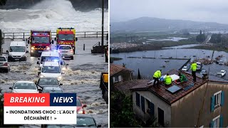 Inondations Choc Dans Les Pyrénées-Orientales Voitures Emportées Par Lagly À Estagel