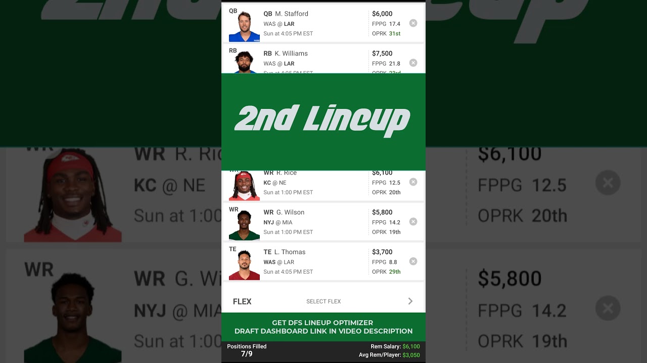 DraftKings NFL DFS Picks For Week 15  (DEC 17, 2023) Short