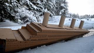 Cardboard Titanic Model sinks (With underwater camera angles)