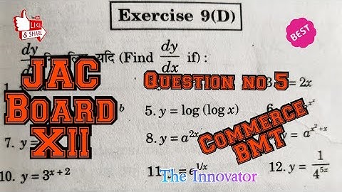 BMT Commerce Class XII JAC Board Differentiation chapter 9 D  Question no 5