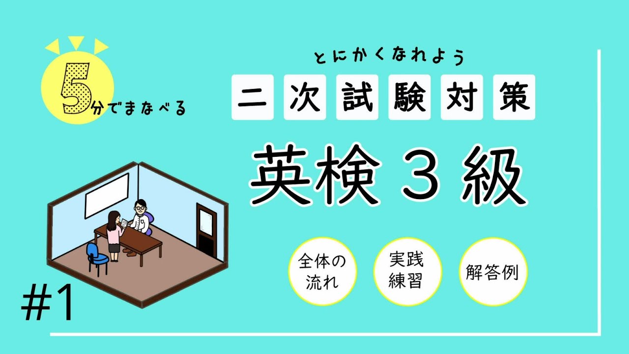 「英検３級」　二次試験　５分で学べる「全体流れ＋実践練習＋解答例」
