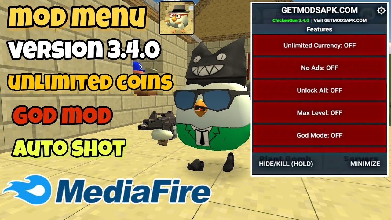 NEW!😱 CHICKEN GUN MOD MENU v3.4.0, BY LARY