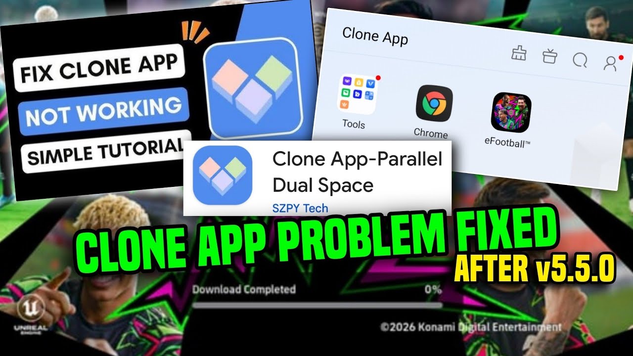 How to fix Clone App Not Working in eFootball 2026 after v5.5.0 Update ...