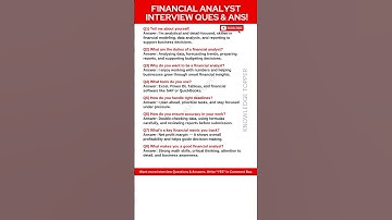 Finance Manager Interview Questions and Answer