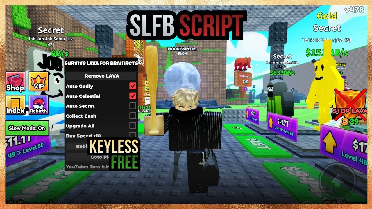 Auto Get Brainrot, Auto Collect Money, Upgrade, Rebirth & More - ROBLOX SLFB SCRIPT