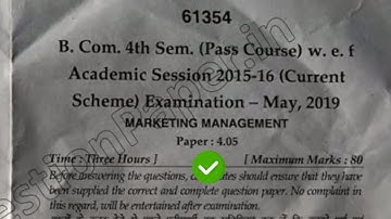 2019 Mdu BCom Pass 4th Sem Marketing Management Question Paper