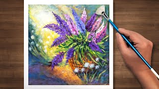 Acrylic painting tutorial flowers | daily art 153 | flower basket