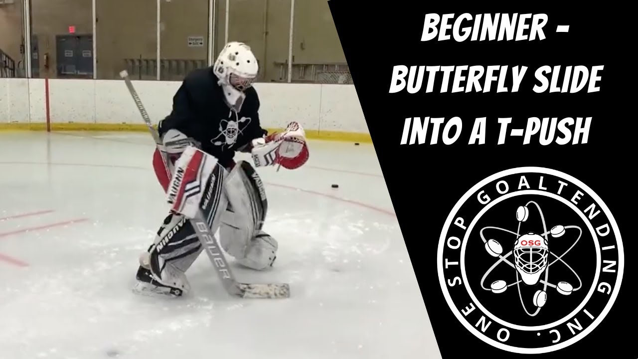 Beginner Goalie Skating Drill Tpush into a Butterfly Slide YouTube