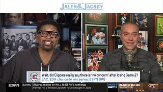 Jalen \& Jacoby Jalen reacts to Knicks look to bounce back in game 2 after their game 1 loss vs Hawk