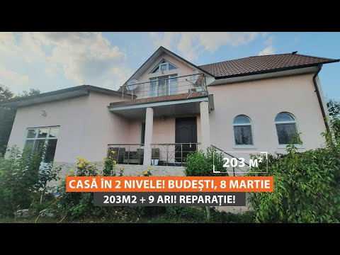 Spre vânzare casă în 2 nivele. Budești, str. 8 Martie, 203m2 + 9 ari | Acces Imobil