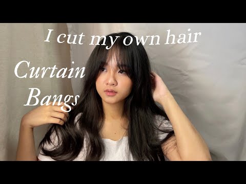 CURTAIN BANGS ตัดผมหน้าม้าเกาหลี ง่ายมาก ทำตามได้ชัวร์ | How I easily cut my hair 💇🏻♀️