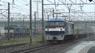 JR貨物 EF210-128 貨物列車 (1055レ 岡山区 桃太郎) 東海道線 雨の稲沢駅