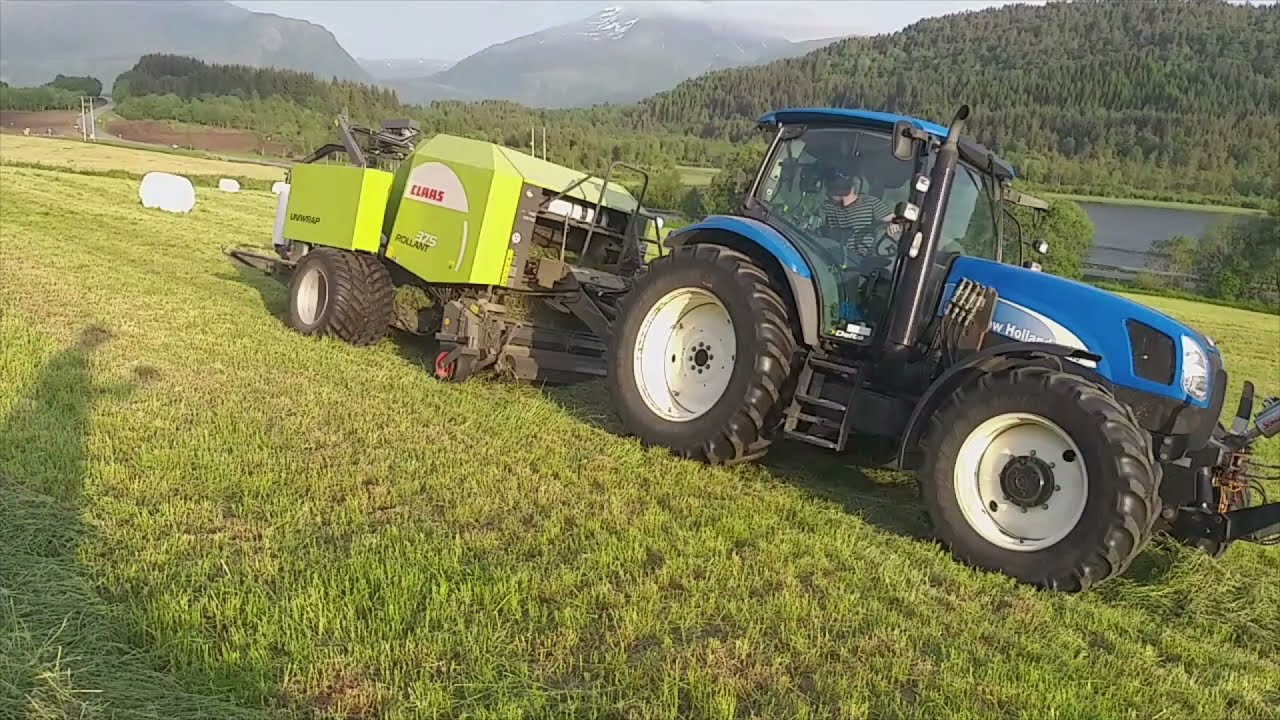Rundballepressing | Claas Rollant 375 Uniwrap | New Holland