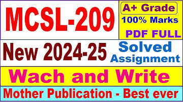 MCSL 209 solved assignment 2024-25 in English || mcsl 209 solved assignment 2025 || mcsl209 2024-25