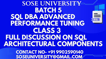 Advanced Performance Tuning Class3 | Full Discussion on Sql Architectural Components| +91 9902590140