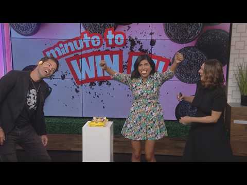 Derrick Shore and Cathy Hernandez take on the the 'Minute-To-Win-It Oreo Challenge'