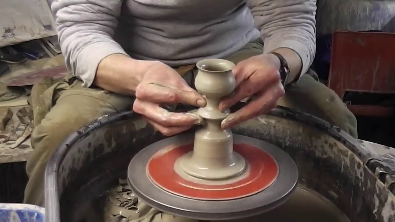 Making throwing a Pottery Candlestick on the wheel YouTube