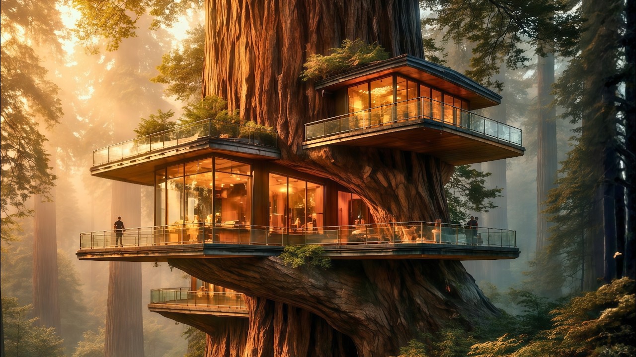 I Built a Modern House Inside a Giant Tree (ASMR)