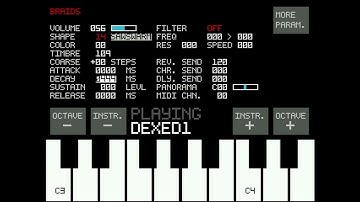MicroDexed touch - saw swarm ( Braids - Mutable Instruments )