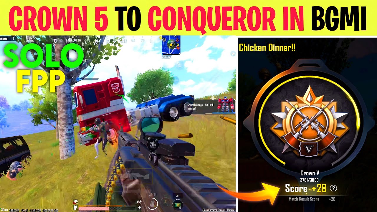 🇮🇳 SOLO FPP : DAY - 5 ☺️ CROWN 5 TO CONQUEROR RANK PUSH IN BGMI 🔥|| HACKER IN EVERY MATCHES 🤬