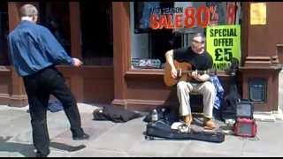 Canterbury Busker - Blues slide guitar (Johnny Kitt)- Bad to the Bone - with funny man dancing! chords