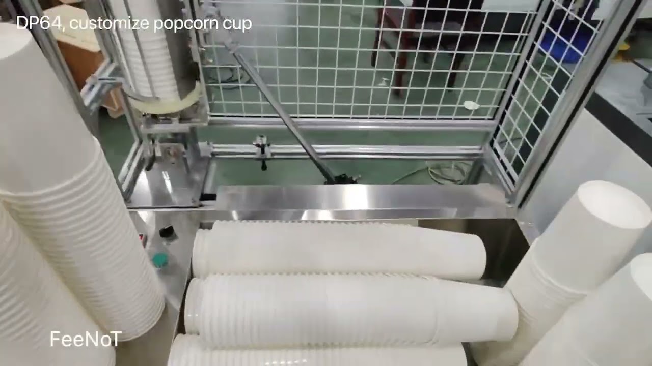 Customize 64oz popcorn paper cup bowl bucket container making machine FeeNoT.com DP64