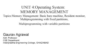 Lec1:Memory Management bare machine,Resident monitor,Multiprogramming with fixed,variable partition