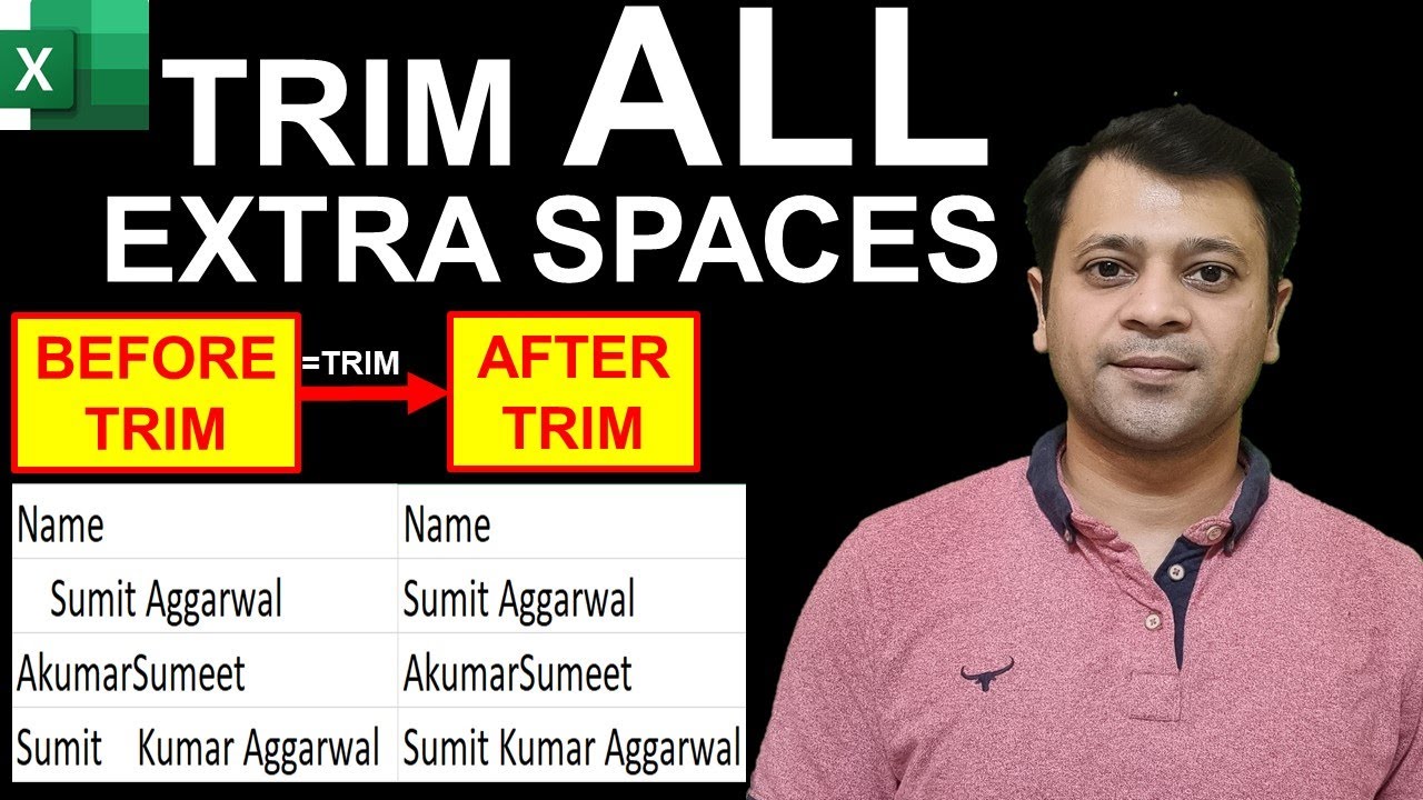 USE OF TRIM FUNCTION IN MS-EXCEL | REMOVE ALL UNWANTED EXTRA SPACES ...
