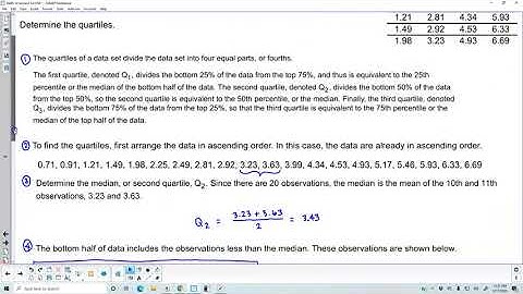 Math 14 3.4 Objective 3: Determine the quartiles