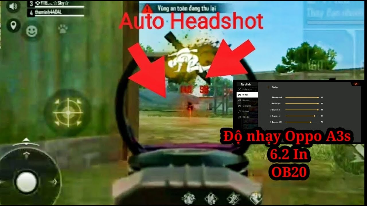 Độ nhạy OPPO A3s OB20 Auto Headshot | Free Fire #Độ_nhạy_Free_Fire #
