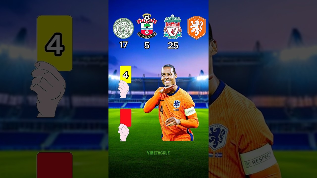 How many yellow and red cards does Van Dijk have? 