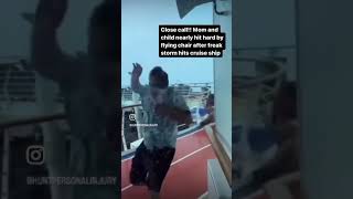 Cruise passengers in Florida ran for their lives as a storm sent furniture flying across the deck.
