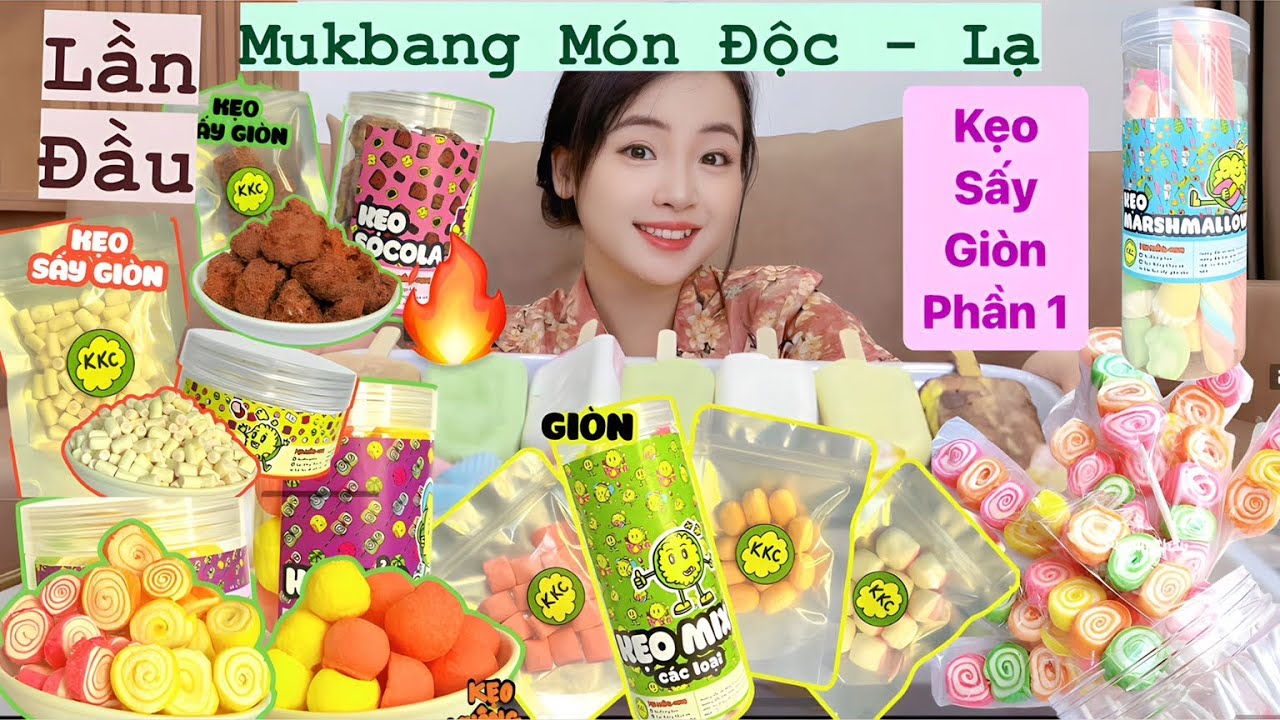 Mukbang Kẹo Sấy Giòn - Kẹo Không Chua Siêu Hot Phần 1 | Tuyết Ruồi Mukbang |