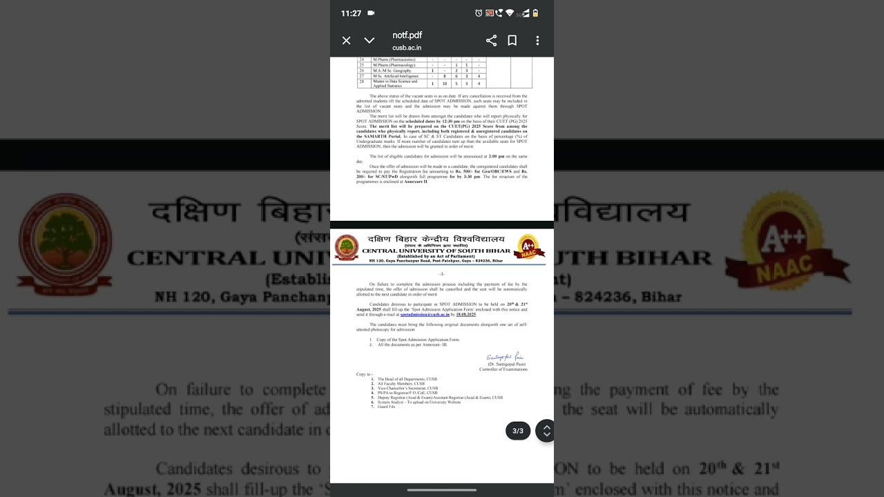 cuetpg spot admission 