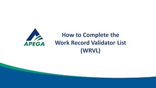 3. How To Complete The Work Record Validator List Wrvl