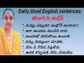 English sentences for daily use // Learn English through telugu // Basic English sentences
