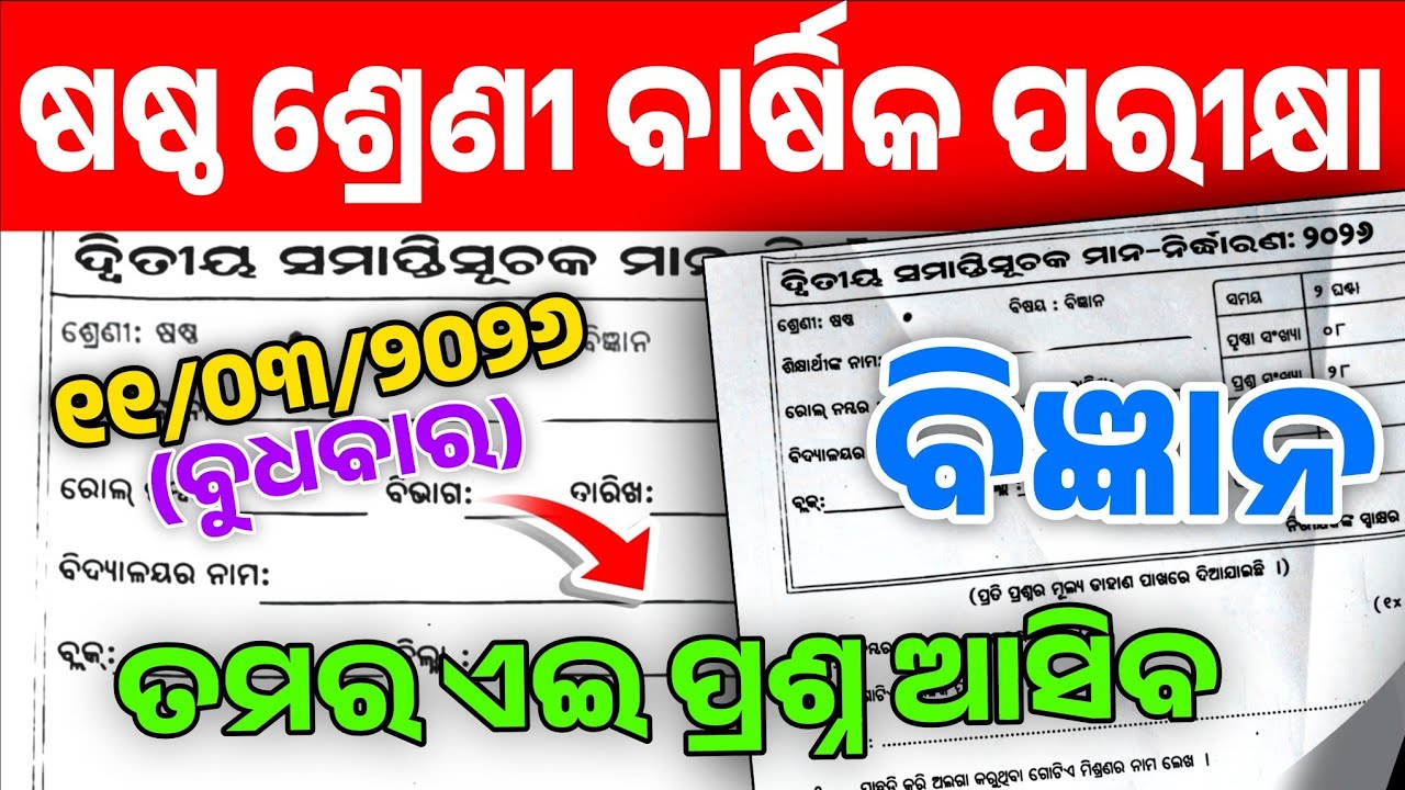 6th Class Science Annual Exam Real Question Paper | Class 6 Annual Exam 2026 Science Real Question |