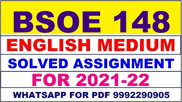 BSOE 148 Solved Assignment 2021-22 in ENGLISH | BSOE 148 Solved Assignment 2021-22 | BSOE 148 2022
