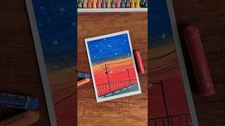 Easy Moon & Sunset Sky Scenery Drawing with Oil Pastels 🌙✨ | Simple Drawing for Beginners #shorts