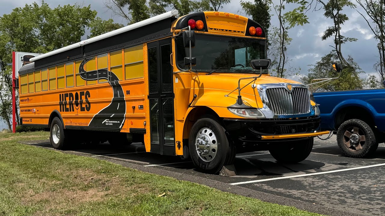 Tour and walk around of krise transportation heroes school bus+ garage ...