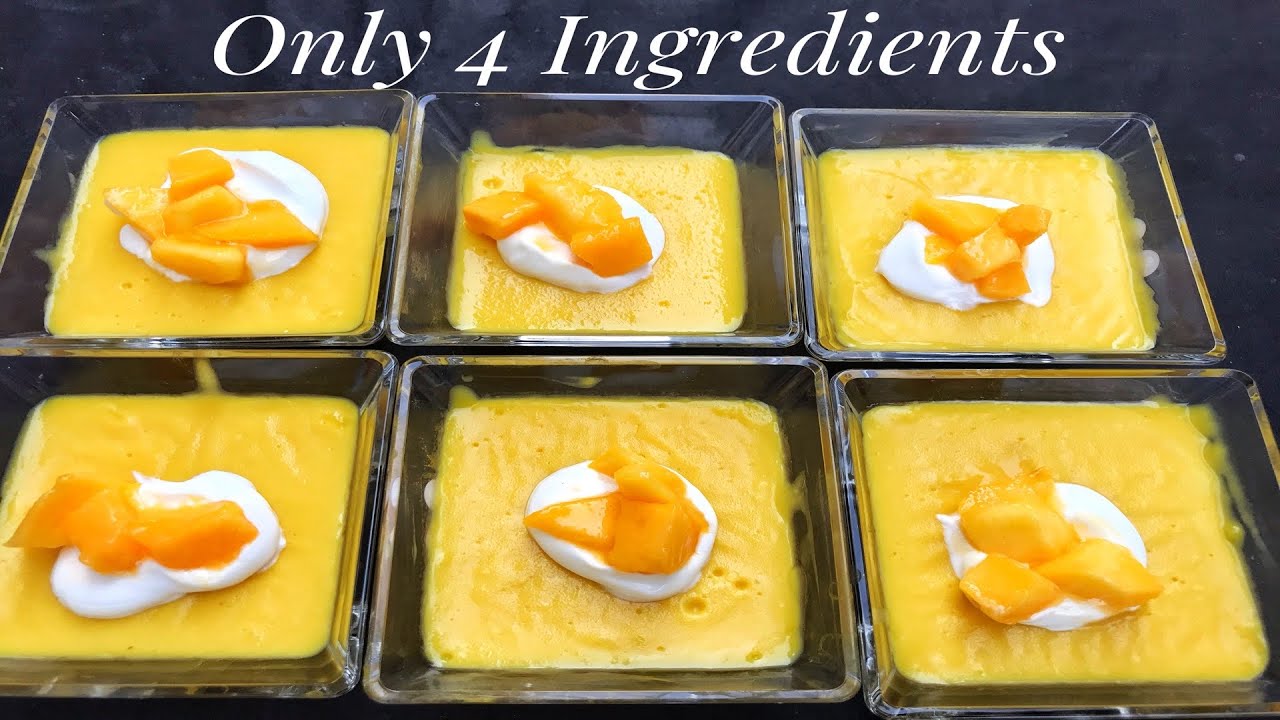 Instant Mango Pudding No Gelatine Eggless Mango pudding Mango Dessert