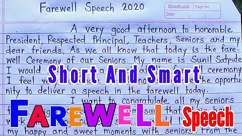 Farewell speech in English | Goodbye speech | Best farewell speech for seniors students by junior